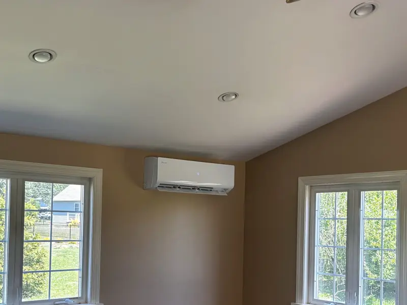 Wall-mounted ductless mini-split installed by Edge Mechanical in a Bucks County home